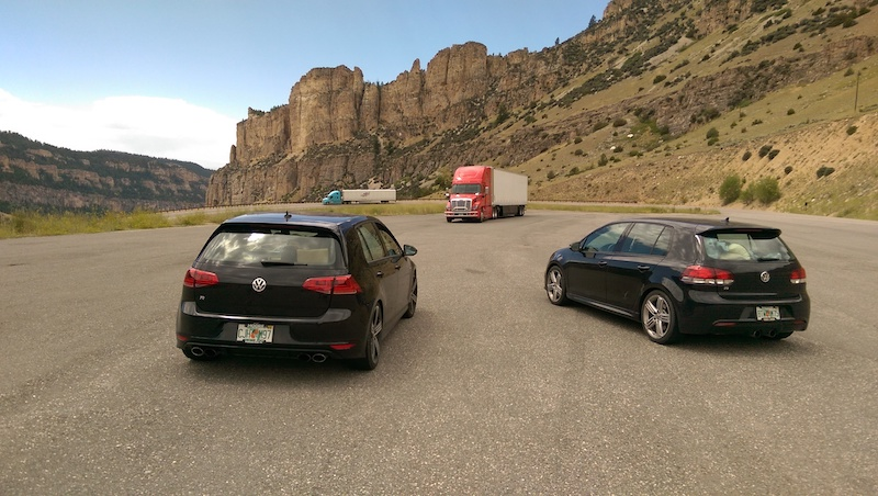 On a highway somewhere. I don’t remember anything other than the two mountain goats to the right.